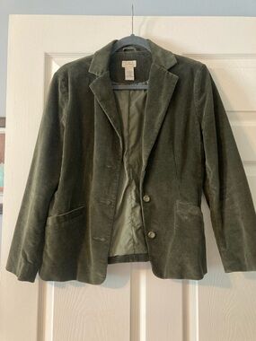 Vintage LL Bean Corduroy Blazer Jacket in Olive Green